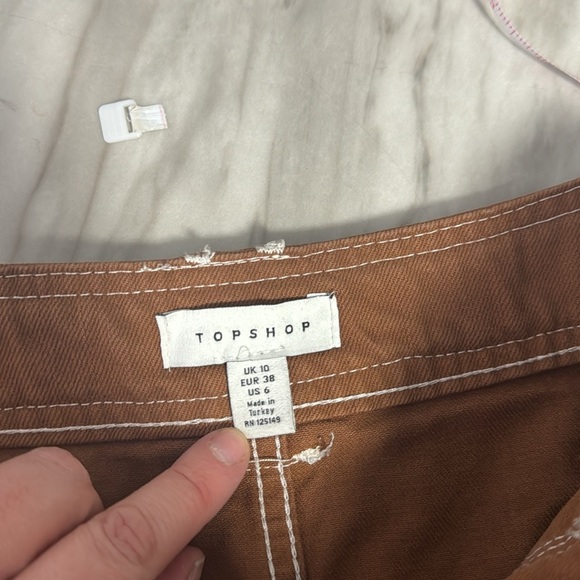TopShop Toffee Brown Cargo Utility Stitched Cotton Mini Skirt Size 6 - Picture 7 of 8